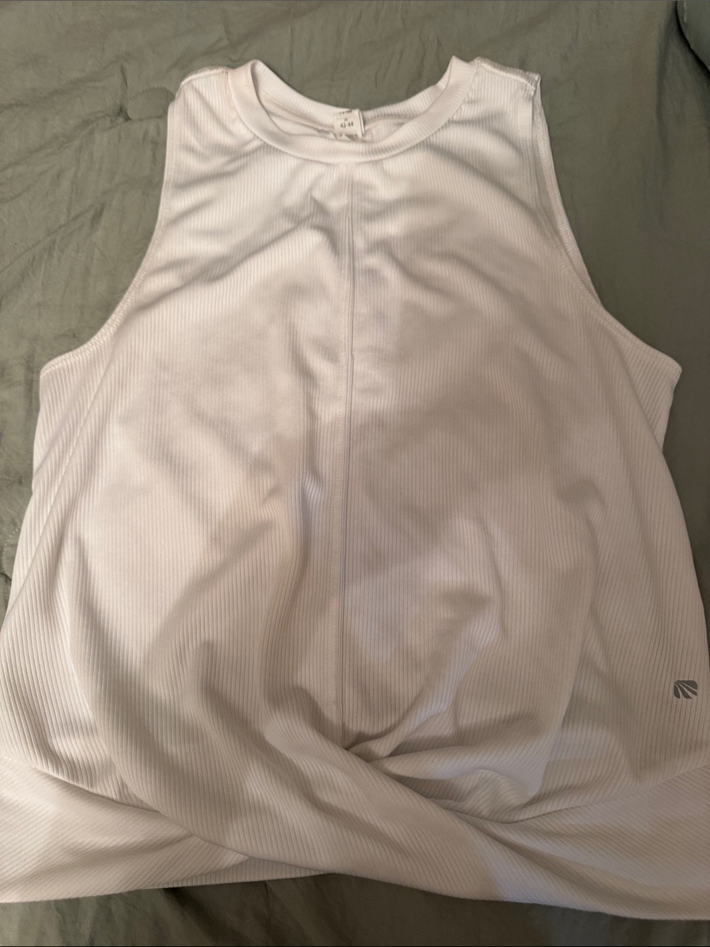 Marika White Ribbed Performance Tank Sports Bra